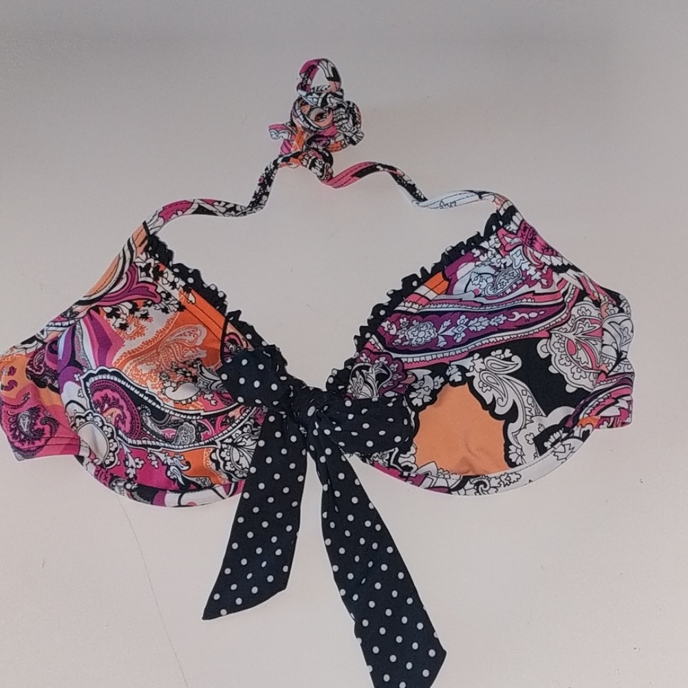 Paisley ruffle bikini top